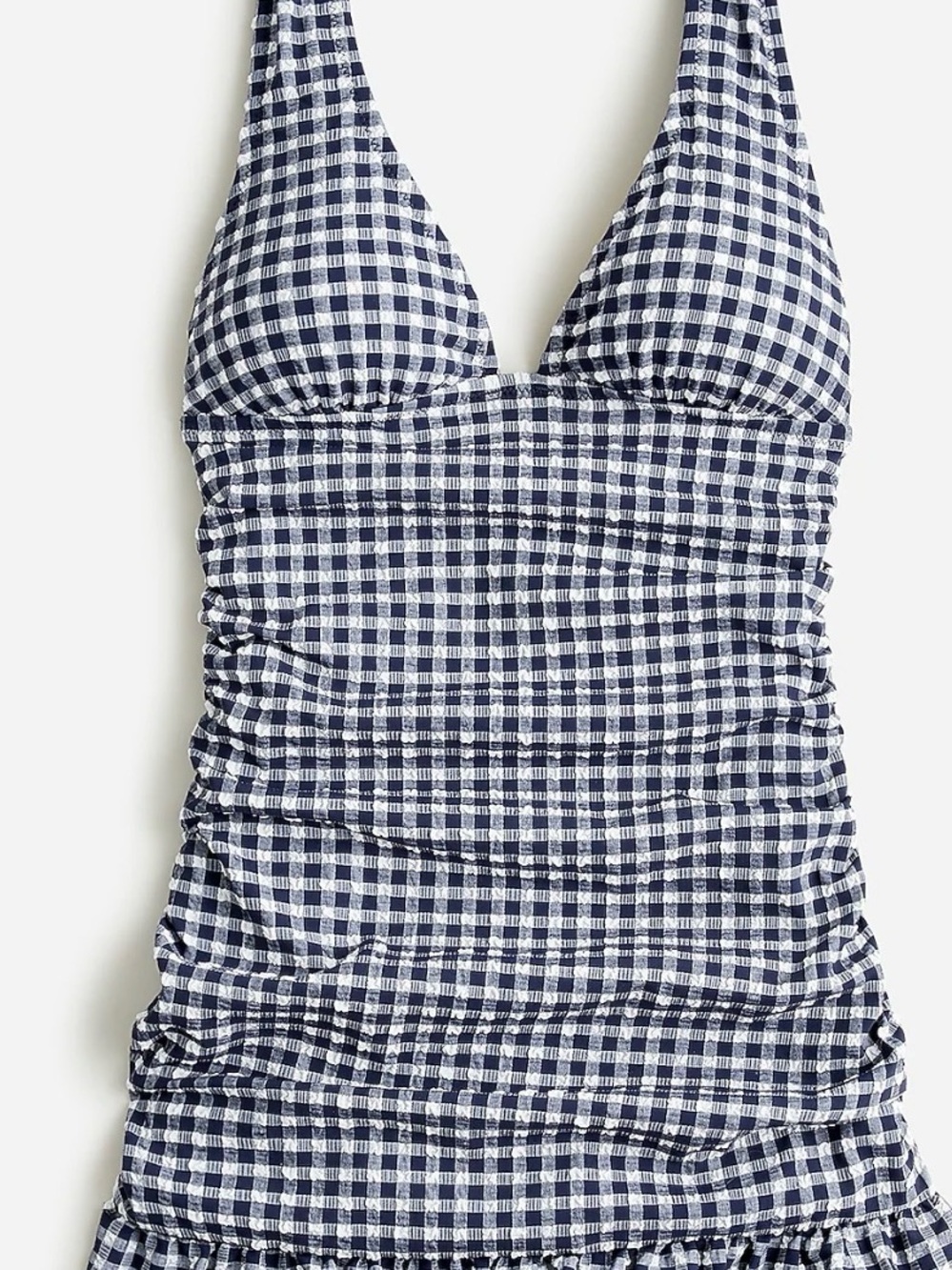 J.Crew Gingham Ruffle One Piece Swimsuit Black White Size 14 - Picture 9 of 10
